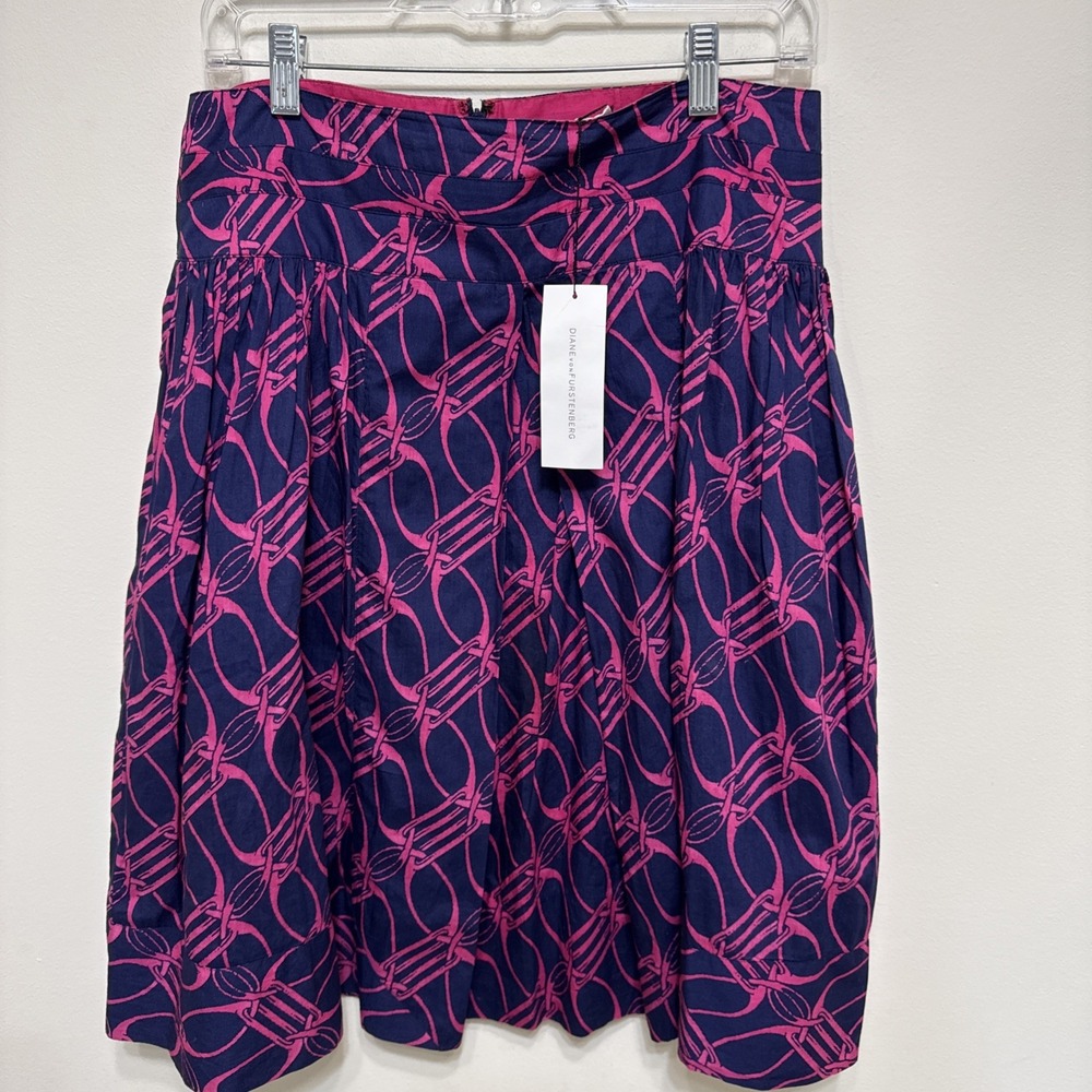 DIANE VON FURSTENBERG Women's 8 Skirt Knee-Length Pockets Cotton NWT